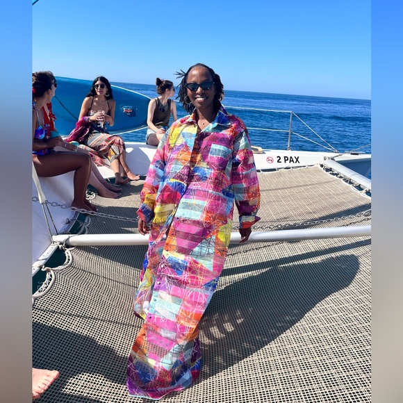 Colorful Geometric Amira Shirt Dress By KAI Collective - Picture 4 of 4